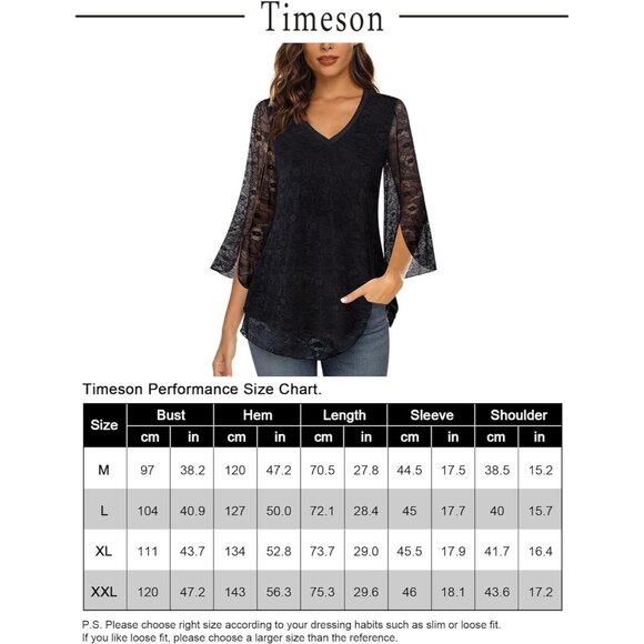 Women's 3/4 Sleeve Floral Blouses Shirts Double Layers V Neck Dressy Tunics Tops - Picture 6 of 6